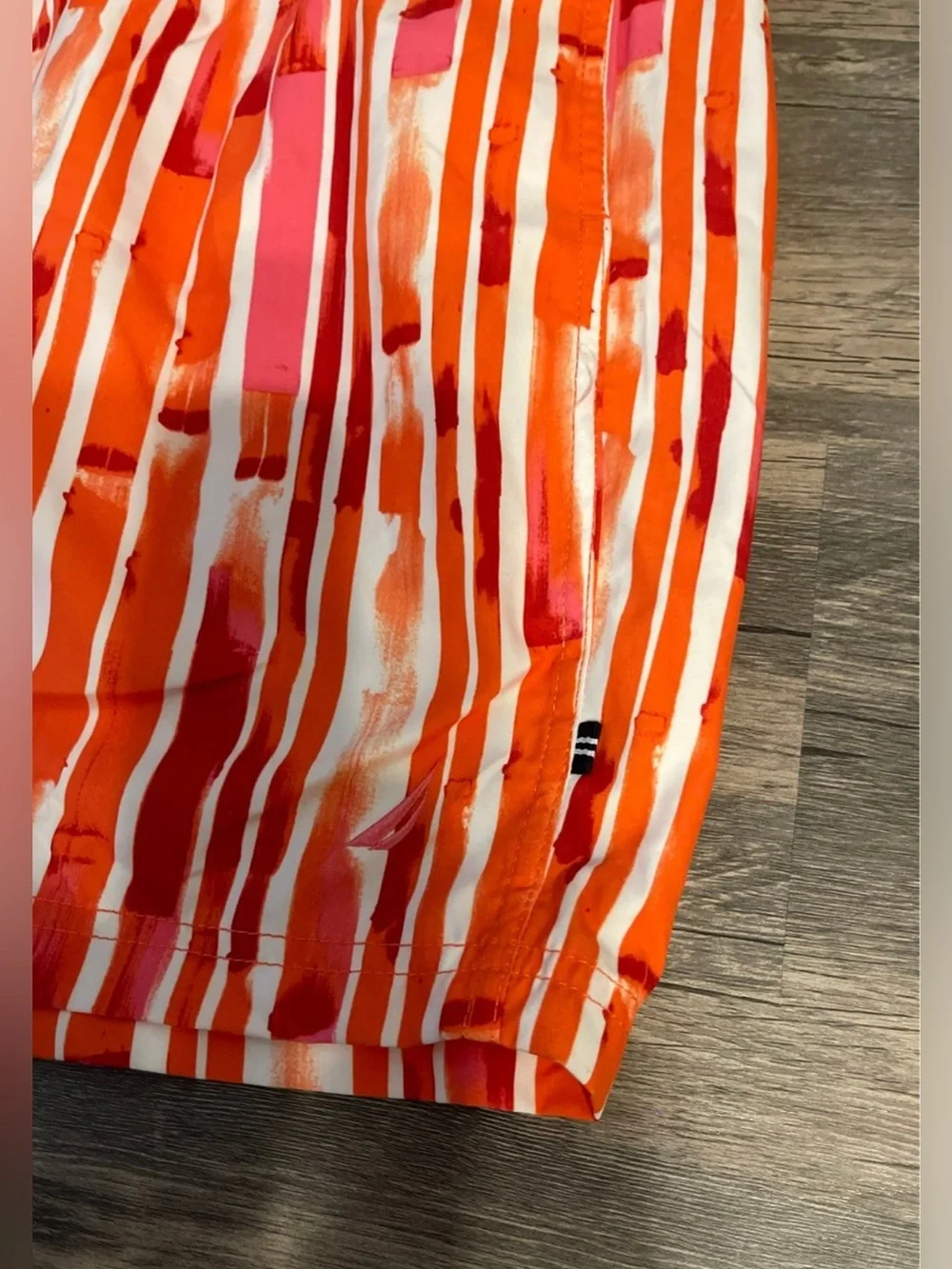 Nautica Men’s Orange & Pink Striped Swim Shorts
